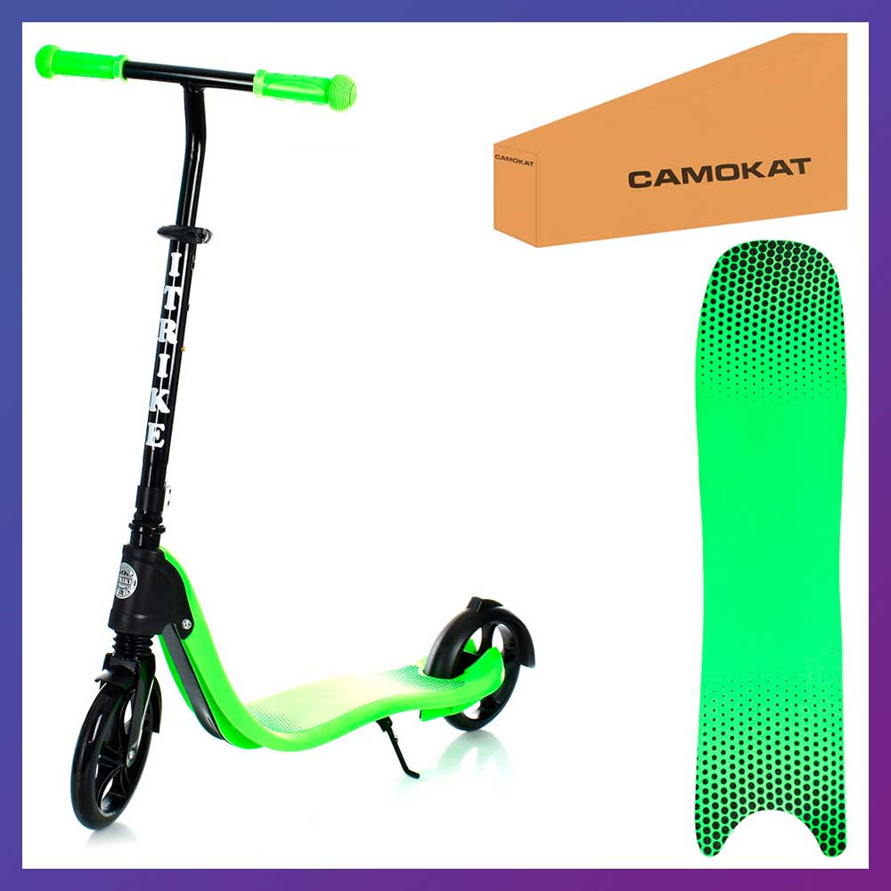 Самокат трюковий міський двоколісний для дорослих і дітей від 10 років ITRIKE SR 2-082-GR зелений, фото 1