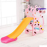 Дитяча пластикова гірка з кільцем F-58901 рожева, фото 2