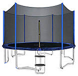 Батут для дітей і дорослих для дому із захисною сіткою зі сходами RJ-0088-1 366 см діаметр синій, фото 3