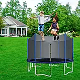 Батут для дітей і дорослих для дому із захисною сіткою зі сходами RJ-0088-1 366 см діаметр синій, фото 4