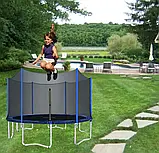 Батут для дітей і дорослих для дому із захисною сіткою зі сходами RJ-0088-1 366 см діаметр синій, фото 5