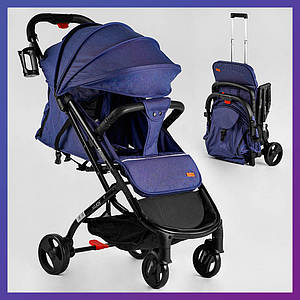 Дитяча прогулянкова коляска — книжка з регульованою спинкою JOY Elegans A-65118 синя