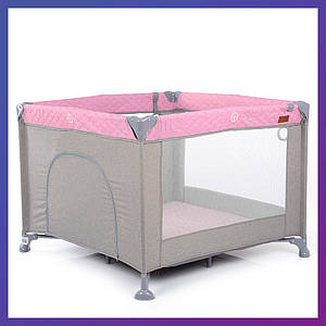 Дитячий ігровий манеж-ліжко квадратний El Camino ME 1097 CASTLE Pink Gray рожевий