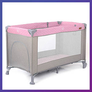 Дитячий ігровий манеж-ліжко прямокутний El Camino ME 1096 ACTIVE Pink Gray рожевий