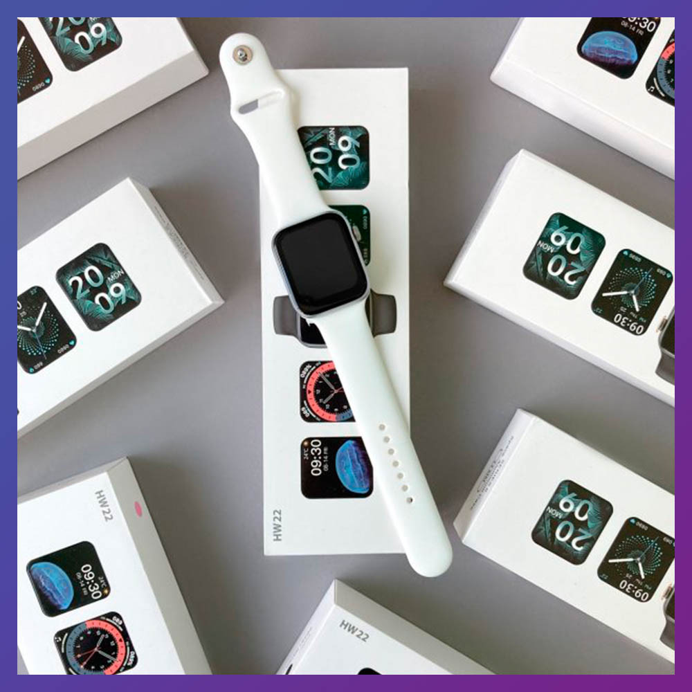 Смарт-годинник Фітнес-браслет-трекер Smart Watch Series 6 HW22 пульсометром тонометром білі + Подарунок, фото 1