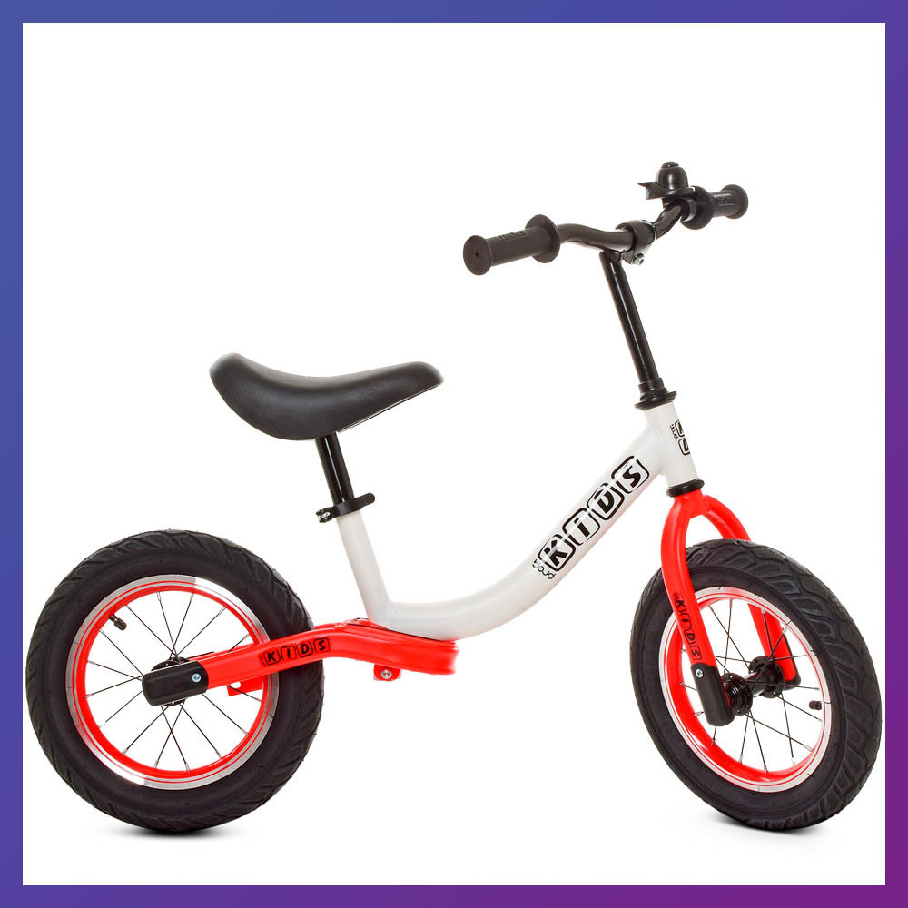 Дитячий біговел велобіг на сталевій рамі 12 дюймів PROFI KIDS M 5460A-7 біло-червоний, фото 1