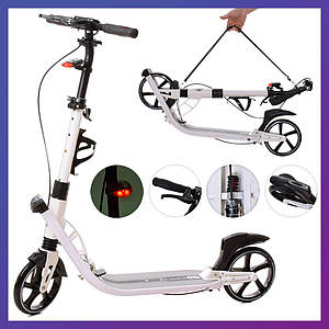 Самокат міський двоколісний для дорослих і дітей від 8 років з ручним гальмом ITRIKE 2-015-4-W білий