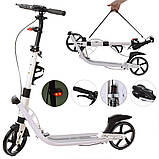 Самокат міський двоколісний для дорослих і дітей від 8 років з ручним гальмом ITRIKE 2-015-4-W білий, фото 2