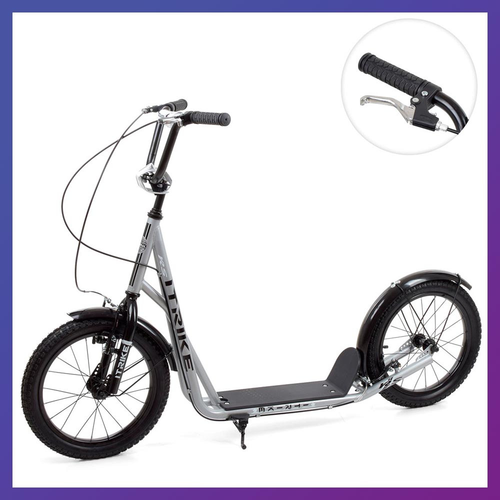 Самокат міський двоколісний для дорослих і дітей від 8 років SR 2-045-2-G сірий, фото 1