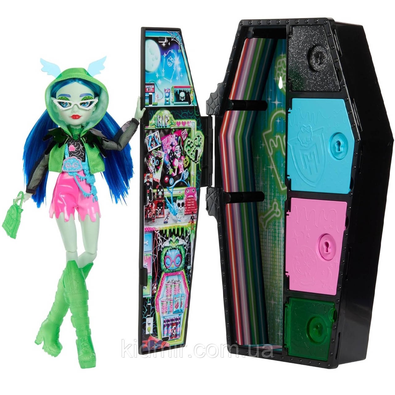 Лялька Монстр хай Гулія Йелпс Шафа з секретами Неон Monster High Ghoulia Yelps HNF81
