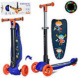 Дитячий міський самокат триколісний iTrike Maxi JR3-060-35-BL з підсвіткою колеса синій, фото 2