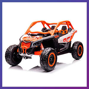 Дитячий електромобіль на акумуляторі Багі M 4920 з пультом радіокерування для дітей 3-8 років жовтогарячий