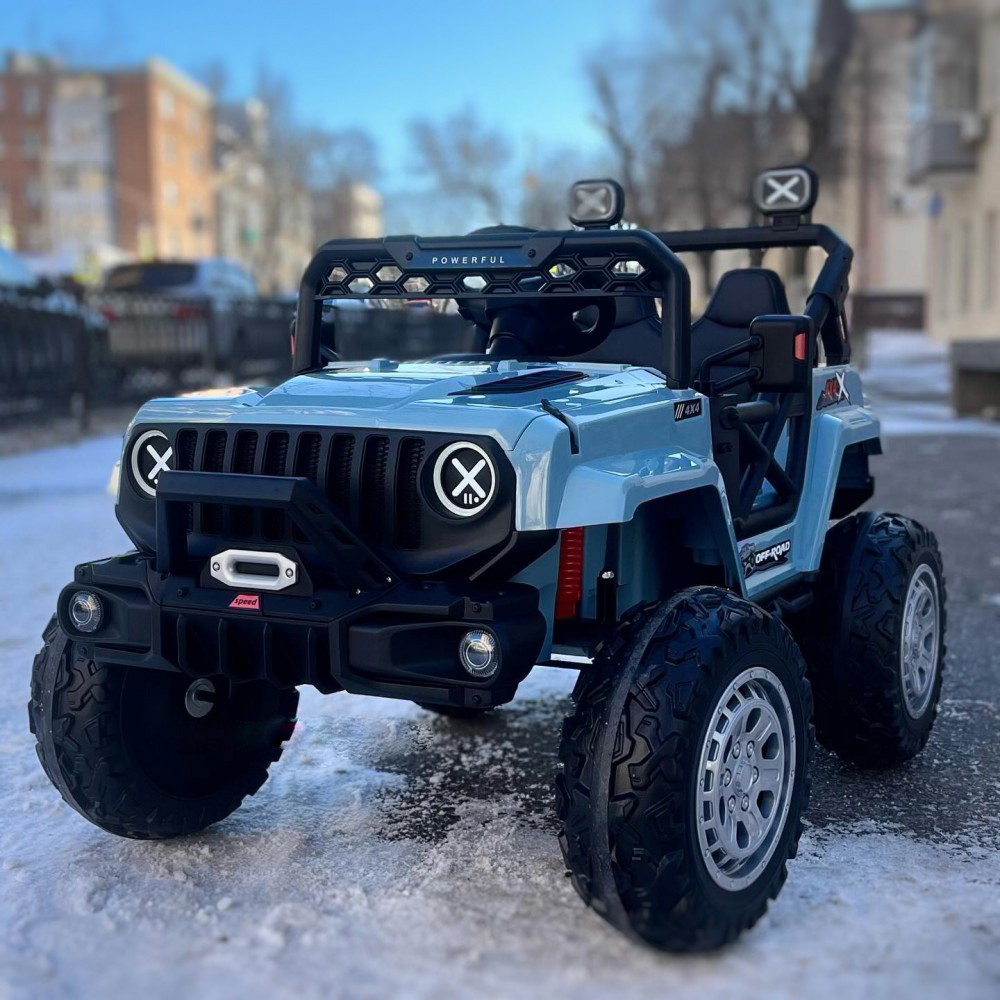 Дитячий електромобіль на акумуляторі джип Jeep M 4960 з пультом радіокерування для дітей 3-8 років синій
