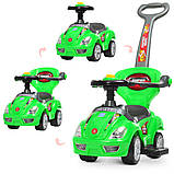 Дитяча каталка-толокар Bambi M 4205 з батьківською ручкою 2 в 1 зелений, фото 9
