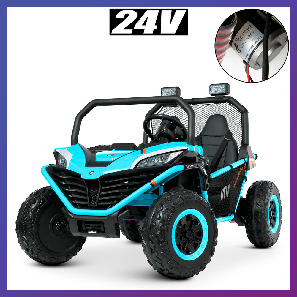 Дитячий електромобіль на акумуляторі Багі M 4969 з пультом радіокерування для дітей 3-8 років синій, фото 1