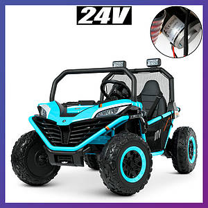 Дитячий електромобіль на акумуляторі Багі M 4969 з пультом радіокерування для дітей 3-8 років синій