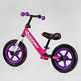 Дитячий біговел велобіг 12 дюймів Corso J-4318 сталева рама EVA колеса підставка для ніг рожевий, фото 4