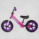 Дитячий біговел велобіг 12 дюймів Corso J-4318 сталева рама EVA колеса підставка для ніг рожевий, фото 5