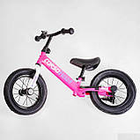 Дитячий біговел велобіг на сталевій рамі 12 дюймів Corso Navi RD-1770 надувні колеса рожевий, фото 6