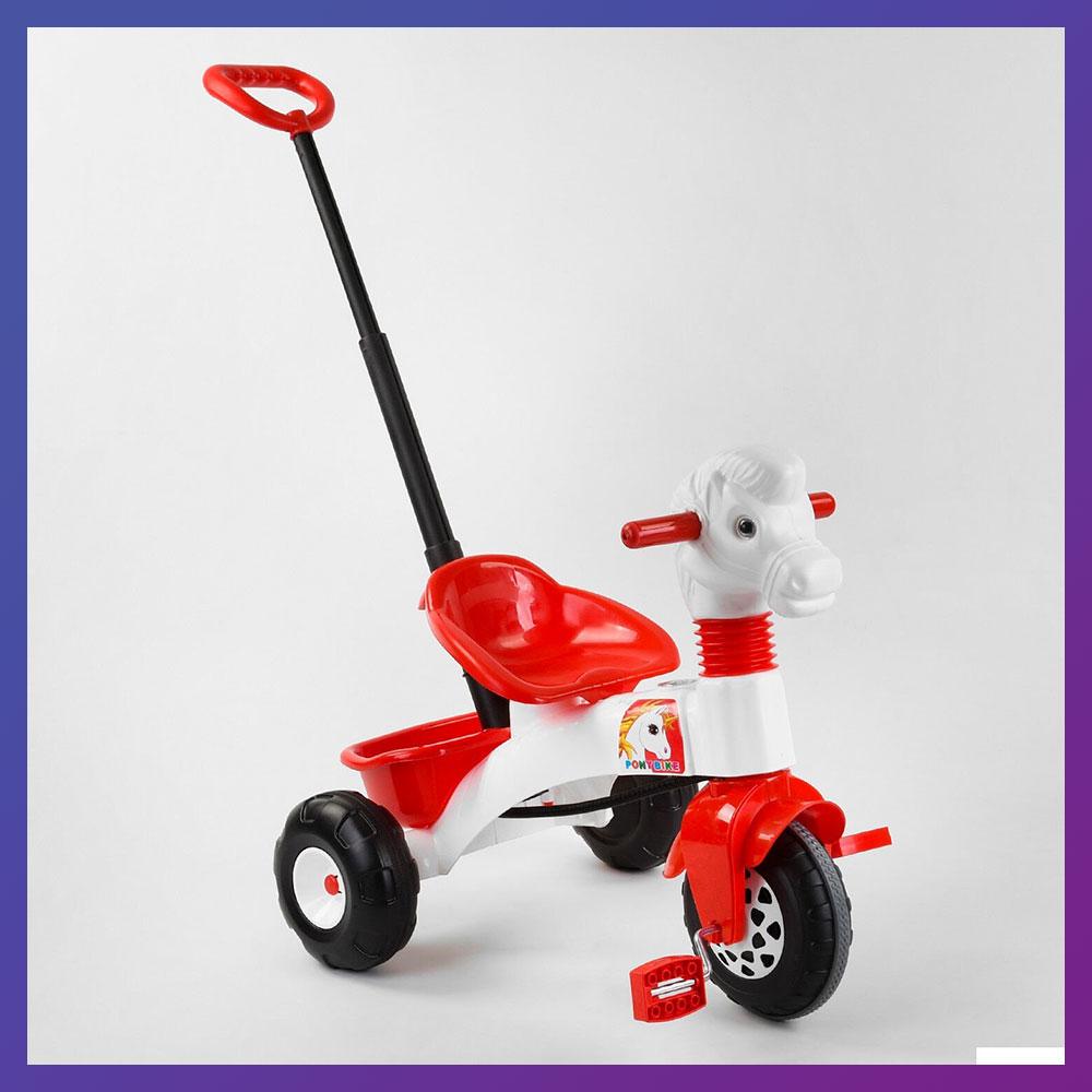 Дитячий триколісний велосипед Pilsan 07-139 з батьківською ручкою та кошиком, фото 1