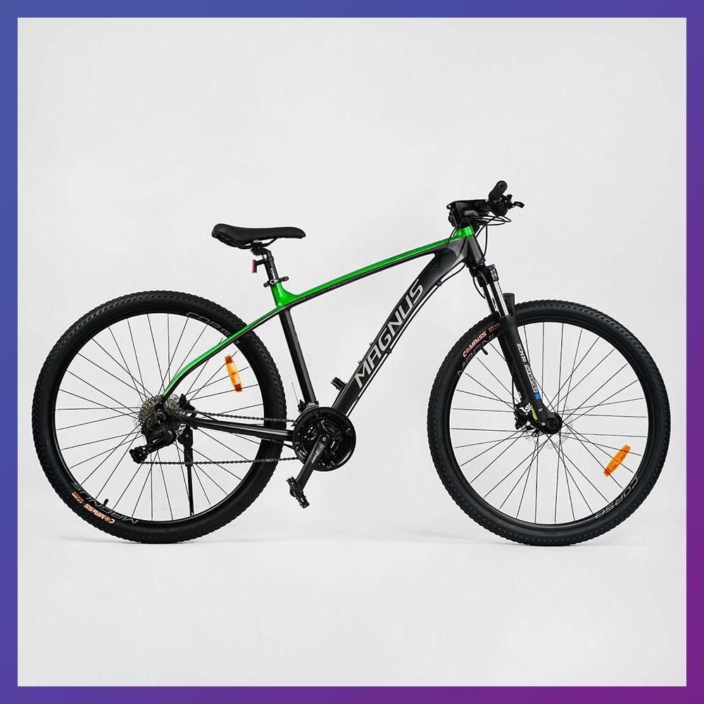 Велосипед гірський двоколісний однопідвісний алюмінієвий Corso Magnus MG-80055 29 дюймів 21" рама зелений, фото 1