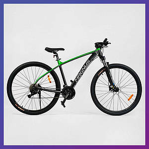 Велосипед гірський двоколісний однопідвісний алюмінієвий Corso Magnus MG-80055 29 дюймів 21" рама зелений