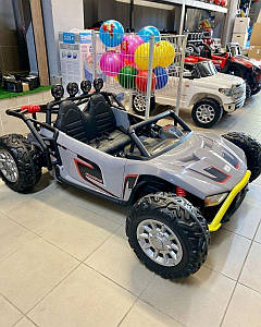 Дитячий електромобіль на акумуляторі Багі JS3168 з пультом радіокерування для дітей 3-8 років сірий