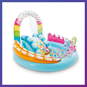 Дитячий надувний ігровий центр із басейном і гіркою 170х168х122 см Intex 57144 Конфетка