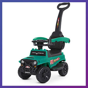 Дитяча каталка-толокар Bambi M 4845 з батьківською ручкою 2 в 1 зелений