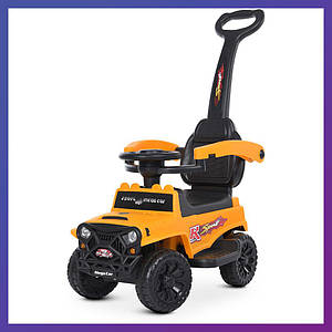 Дитяча каталка-толокар Bambi M 4845 з батьківською ручкою 2 в 1 жовтий