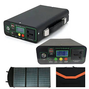 Портативна зарядна станція 300W 220V / 2xUSB із сонячною панеллю 45W EP-3018