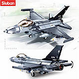 Дитячий конструктор SLUBAN M38-B0891 Військовий літак F-16C Falcon 521 деталь, фото 9