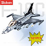 Дитячий конструктор SLUBAN M38-B0891 Військовий літак F-16C Falcon 521 деталь, фото 10