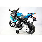 Дитячий електро мотоцикл двоколісний на акумуляторі BMW JT 528 для дітей 3-8 років синій, фото 3