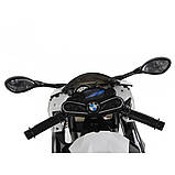 Дитячий електро мотоцикл двоколісний на акумуляторі BMW JT 528 для дітей 3-8 років синій, фото 5