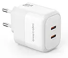 Адаптер живлення для телефона XO L140 - 35W PD DUAL PORT USB-C White, фото 5