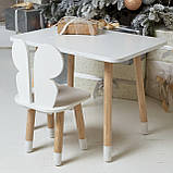 Дитячий столик зі стільчиком Метелики дерев'яний для малювання та навчання Білий, фото 2