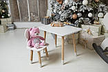 Дитячий столик зі стільчиком Метелики дерев'яний для малювання та навчання Білий, фото 8