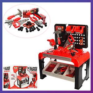 Дитячий ігровий набір інструментів 8012 верстат дриль пила молоток викрутка 46 деталей