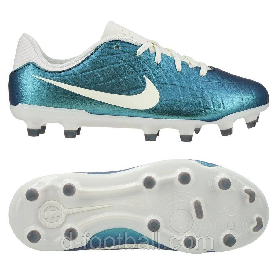 Дитячі футбольні бутси Nike Tiempo Legend X Academy FG x Emerald Junior FN5922-300, Блакитний, Розмір (EU) —