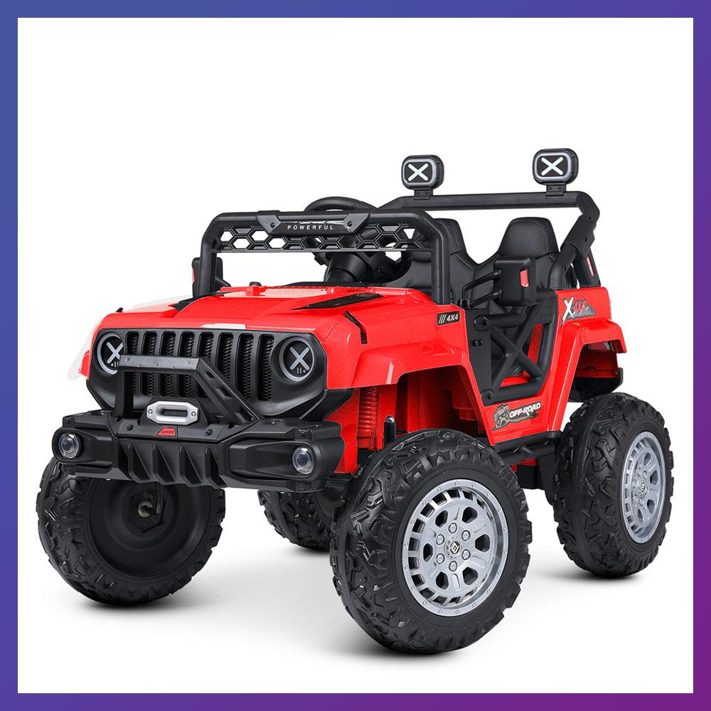 Дитячий електромобіль на акумуляторі джип Jeep M 4960 з пультом радіокерування для дітей 3-8 років Червоний