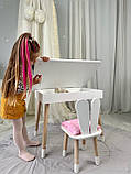 Дитячий столик і стільчик білий. Столик із шухлядою для олівців і розмальовок, фото 3