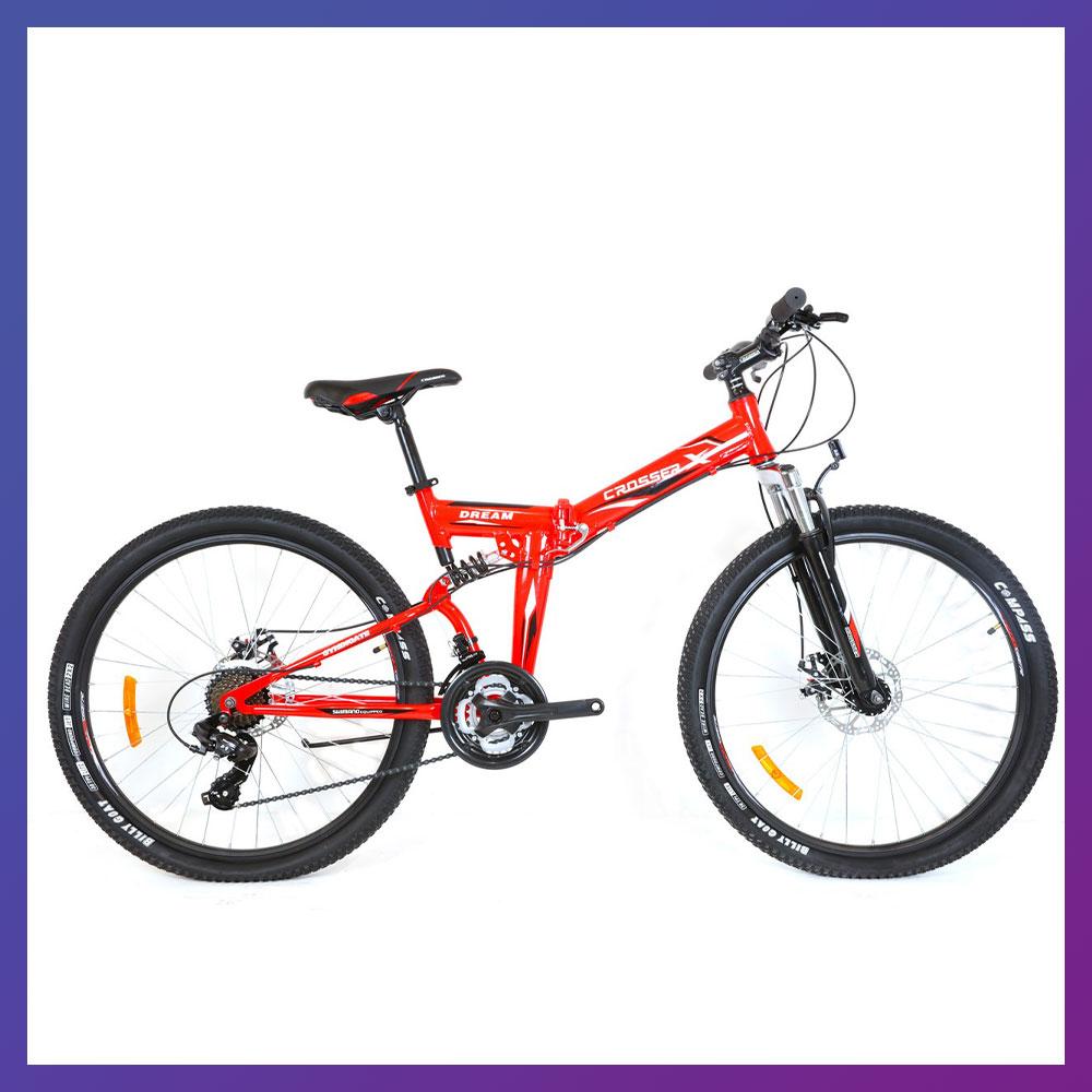 Велосипед гірський двоколісний двопідвісний на алюмінієвій рамі Crosser dream 26" рама 16.5" Червоний, фото 1