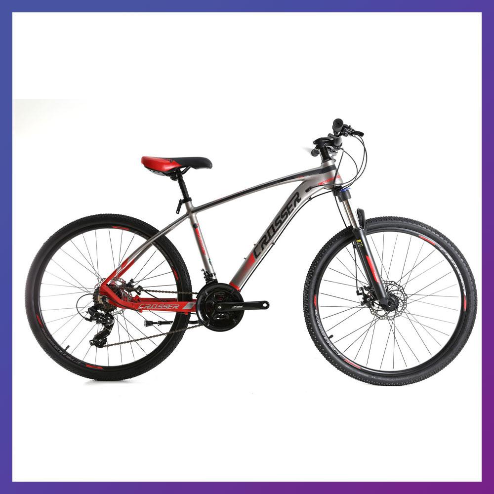 Велосипед гірський однопідвісний на алюмінієвій рамі Crosser X880 29/17 (21S) Hidraulic Shimano Сіро-червоний, фото 1