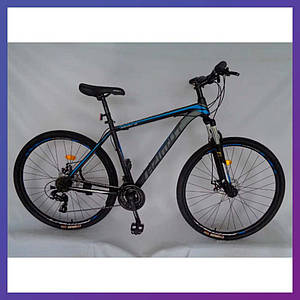 Велосипед гірський двоколісний однопідвісний сталевий Azimut 27.5*40 GD 27.5 дюйма 17 рама Чорно-синій