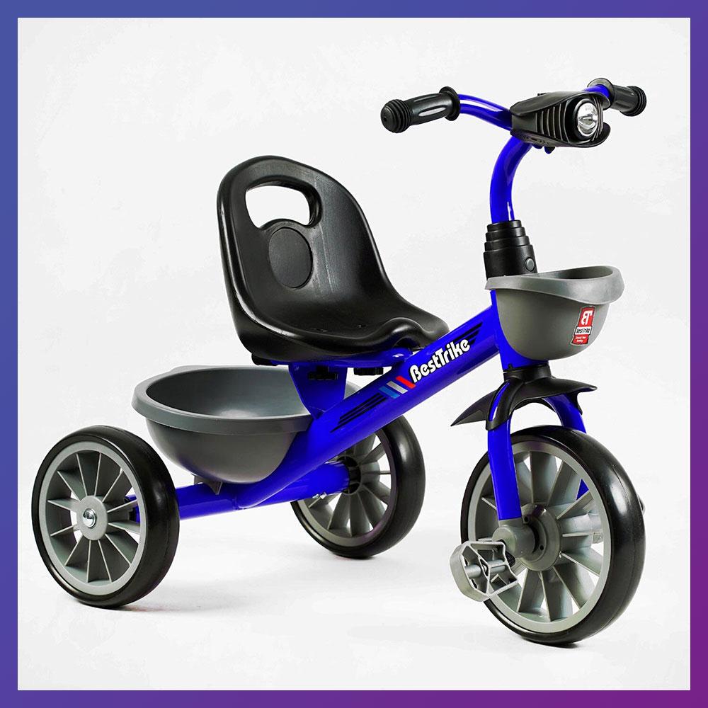 Дитячий триколісний велосипед Best Trike BS-12530 фара з музикою і світлом 2 кошики Синій, фото 1