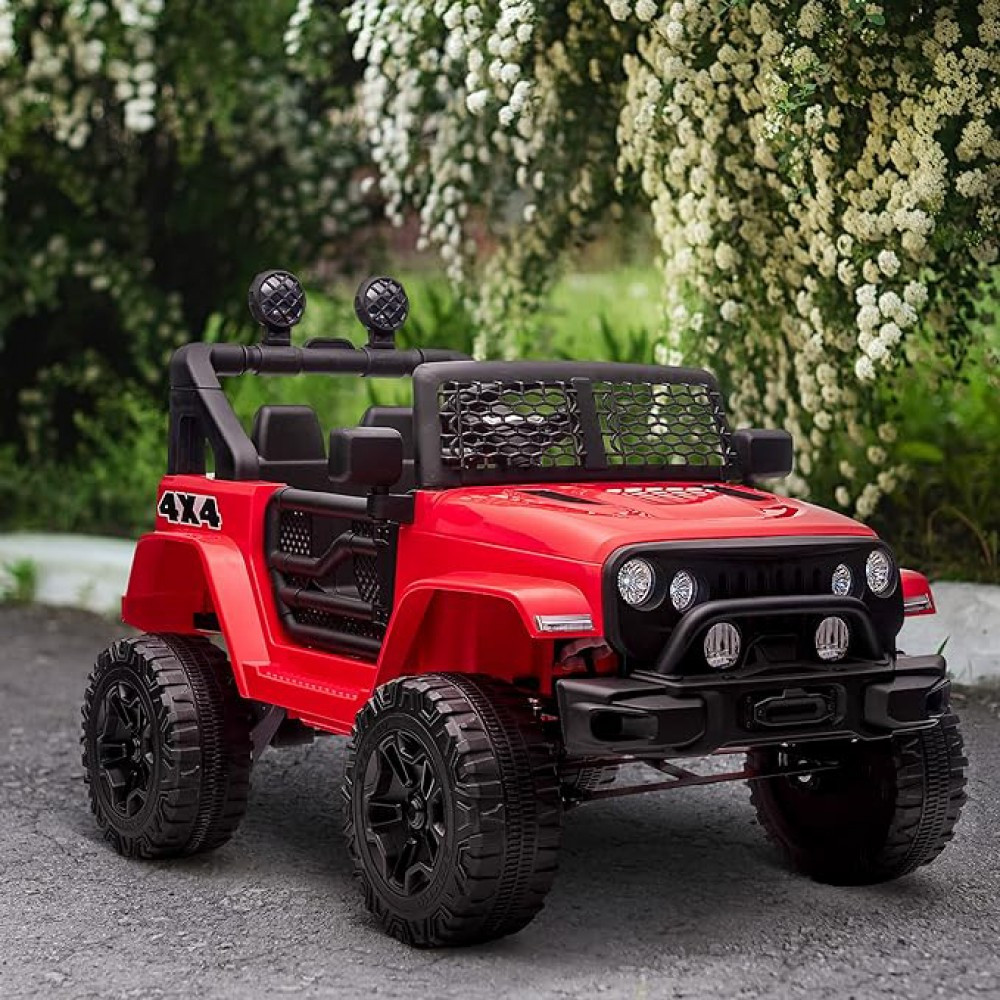 Дитячий електромобіль на акумуляторі Джип Jeep M 5734 з пультом радіокерування для дітей 3-8 років Червоний