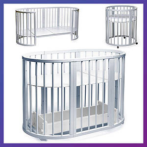 Дитяче ліжечко овальне букове Обрій на коліщатках DS-8031 Сірий