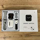 Набір 3 в 1 Розумний смарт-годинник + бездротові навушники + змінний ремінець Basic T55 Pro Max Сірий, фото 7