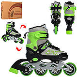 Ролики дитячі розсувні Profi A 4148-XS-GR розмір 27-30 Зелений, фото 2